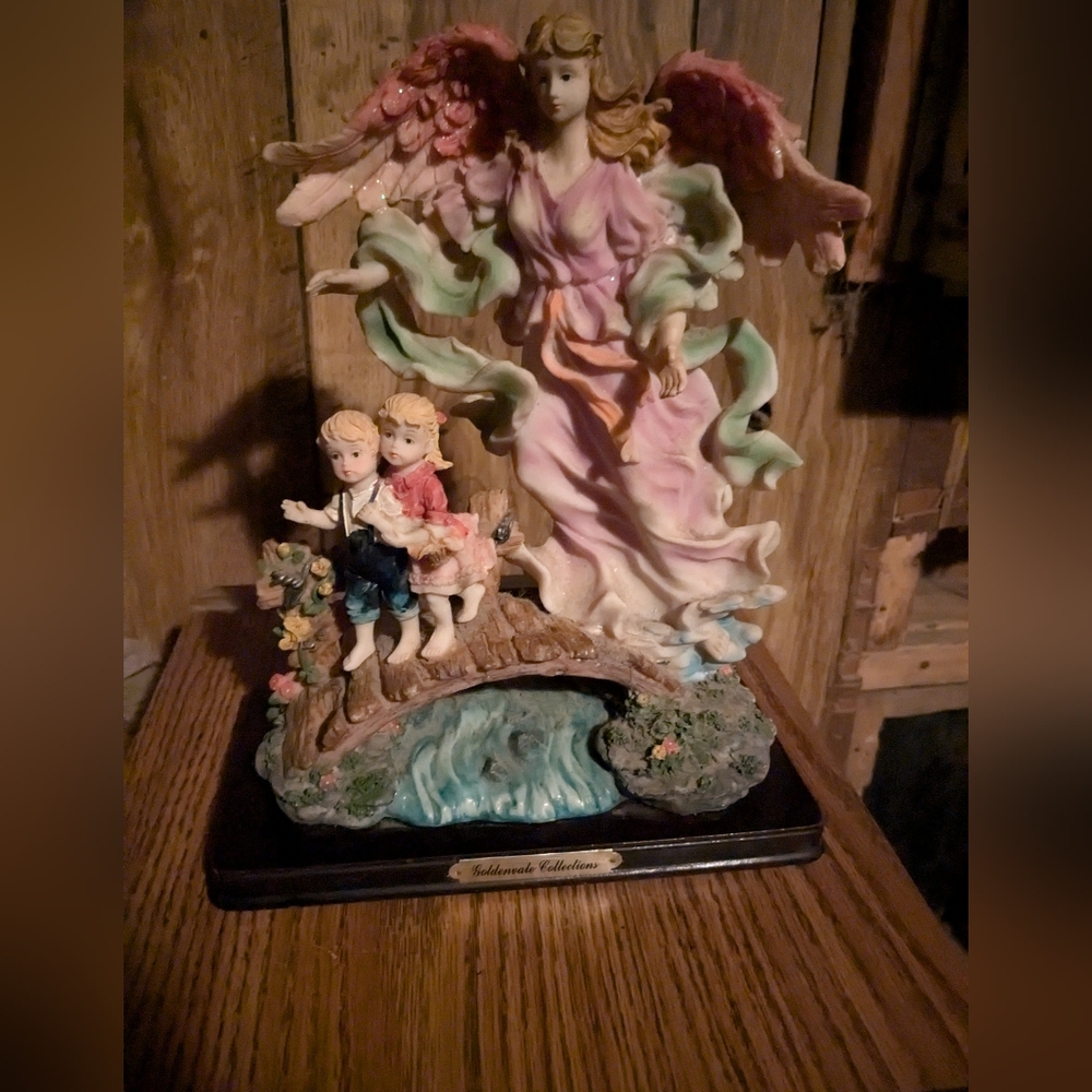 Goldenvale Collections Guardian Angel with children on bridge